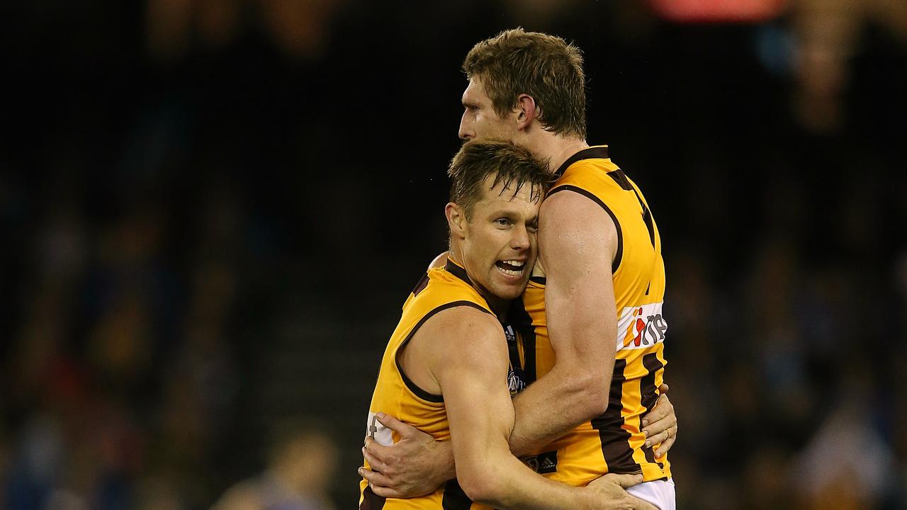 Sam Mitchell and Ben McEvoy were premiership teammates. Picture: Wayne Ludbey