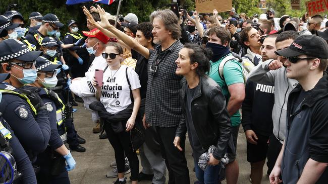 Tensions between protesters and police boiled over very quickly. Picture: Daniel Pockett