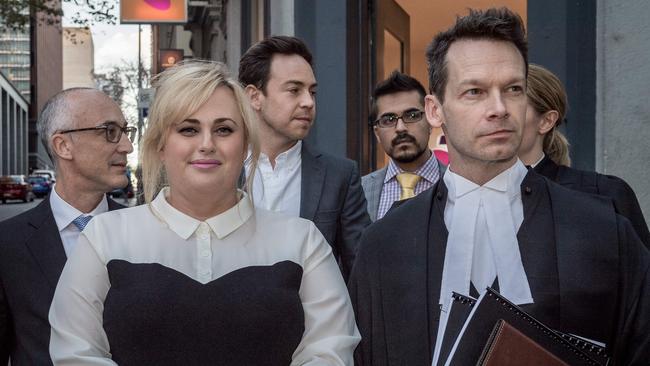 Rebel Wilson leaves the Supreme Court after giving evidence. Picture: Jake Nowakowski