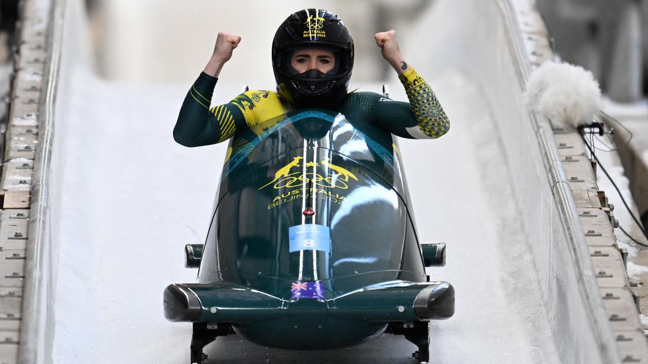 Aussie Breeana Walker finished fifth in the women's monobob bobsleigh in her first Winter Olympic Games. Picture: FranÃ§ois-Xavier Marit / AFP