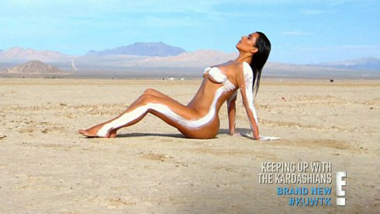 Kim Kardashian posing nude for a shoot on Keeping Up with the Kardashians on E!