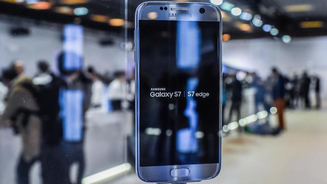 The new Samsung Galaxy S7 Edge at its worldwide unveiling in Barcelona.