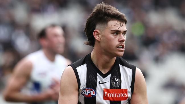 MELBOURNE. 09/07/2022 . AFL . Round 17. Collingwood vs North Melbourne at the MCG. Collingwood debutant Josh Carmichael . Photo by Michael Klein