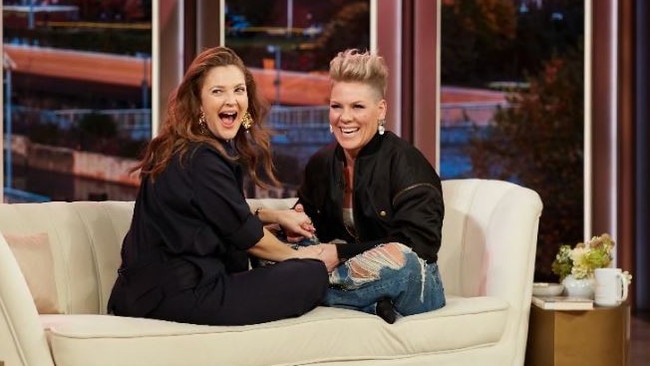 Singer pink has also joined Barrymore on the couch. Picture: The Drew Barrymore Show