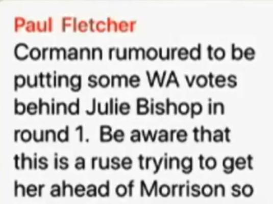 WhatsApp messages leaked to Insiders shows votes were directed away from Julie Bishop. Picture: ABC