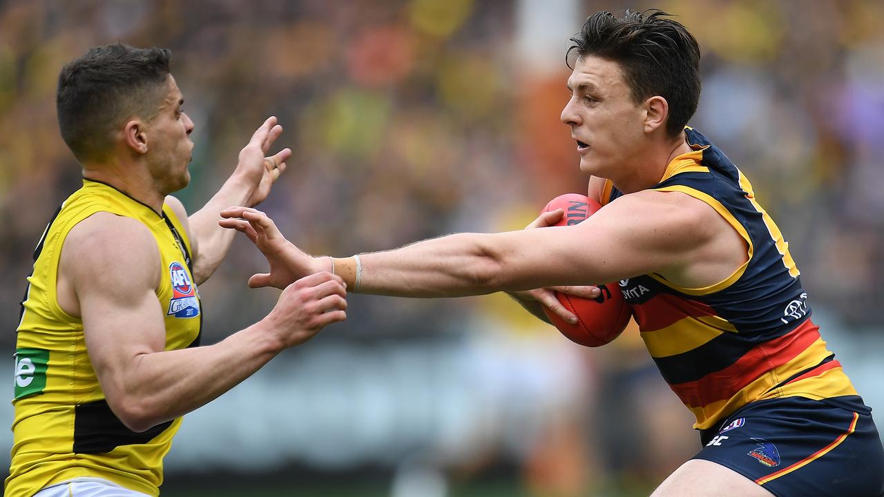 Jake Lever in action for the Crows in the 2017 grand final. Picture: Julian Smith / AAP