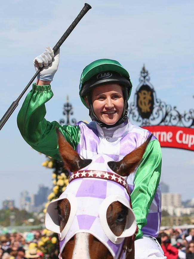 Michelle Payne on Prince Of Penzance at the Melbourne Cup. Photo: Michael Dodge/Getty Images