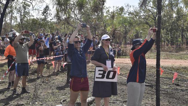 Chief Minister Eva Lawler holding the 30 second warning at the starting line. Picture: Darcy Jennings.