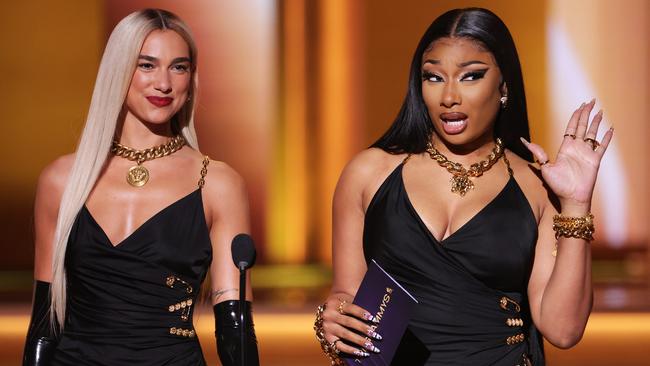 Dua Lipa and Megan Thee Stallion present Best New Artist. Picture: Rich Fury/Getty