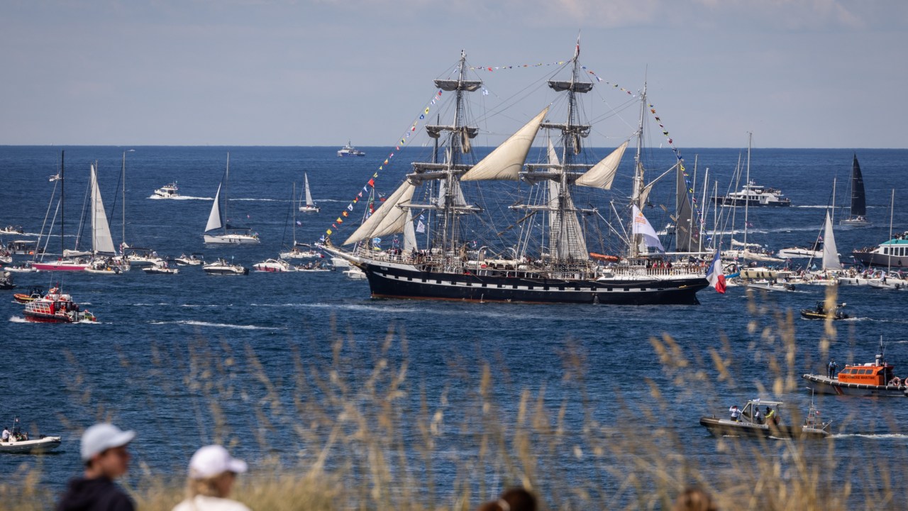 The Belem sailed into Marseille in southern France on May 8, after travelling from Greece with the Olympic flame. Picture: Arnold Jerocki/Getty Images