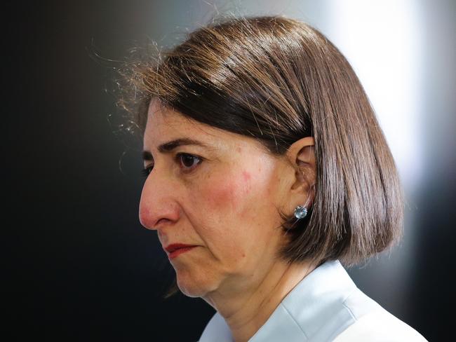 SYDNEY, AUSTRALIA - NewsWire Photos DECEMBER 21, 2020. Premier of New South Wales Gladys Berejiklian during during a Press Conference with Deputy Premier John Barilaro, Minister for Health Brad Hazzard and NSW Chief Health Officer Dr Kerry Chant to provide a COVID-19 update in Sydney Australia. Picture: NCA NewsWire / Gaye Gerard - POOL via NCA NewsWire