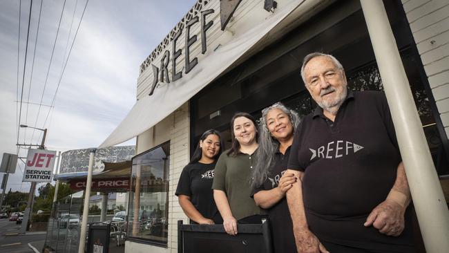 Maning Reef Cafe at Sandy Bay who are closing after 13 years, (L-R) Dinda Subandi, Kate Caire, Titin Wahyuni and John Caire. Picture: Chris Kidd