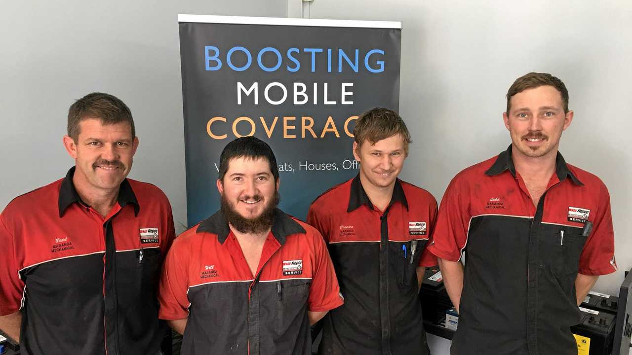 The Maranoa Mechanical team with a progress update on their moustaches. Picture: Maranoa Mechanical