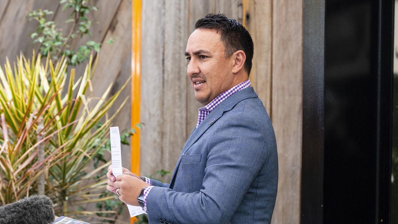 Cr James O'Shea at the unveiling of the bronze bust of Essex Tait in Carnival Lane. Essex is regarded as the father of the Carnival of Flowers, Thursday, September 1, 2022. Picture: Kevin Farmer