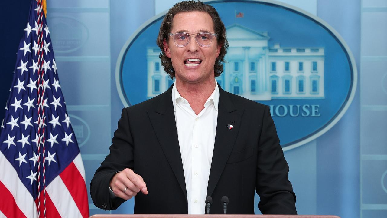 Matthew McConaughey addresses reporters at the White House. Picture: Getty