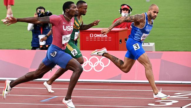 Fred Kerley won silver behind Italy's Lamont Marcell Jacobs in the men's 100m at the Tokyo Olympic Games. Picture: AFP