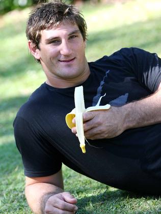 Dave Taylor, I don’t know why we have a picture of you seductively posing with a banana in our archives, but one thing’s clear: You peeled it wrong! Picture: Peter Wallis