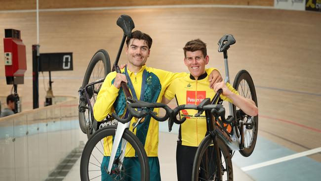 Powercor Melbourne to Warrnambool Cycling Classic launch. 2024 Olympic Gold Medalist Conor Leahy and 2024 winner Mark O'Brien looking to defend his title in 2025. Picture: David Caird