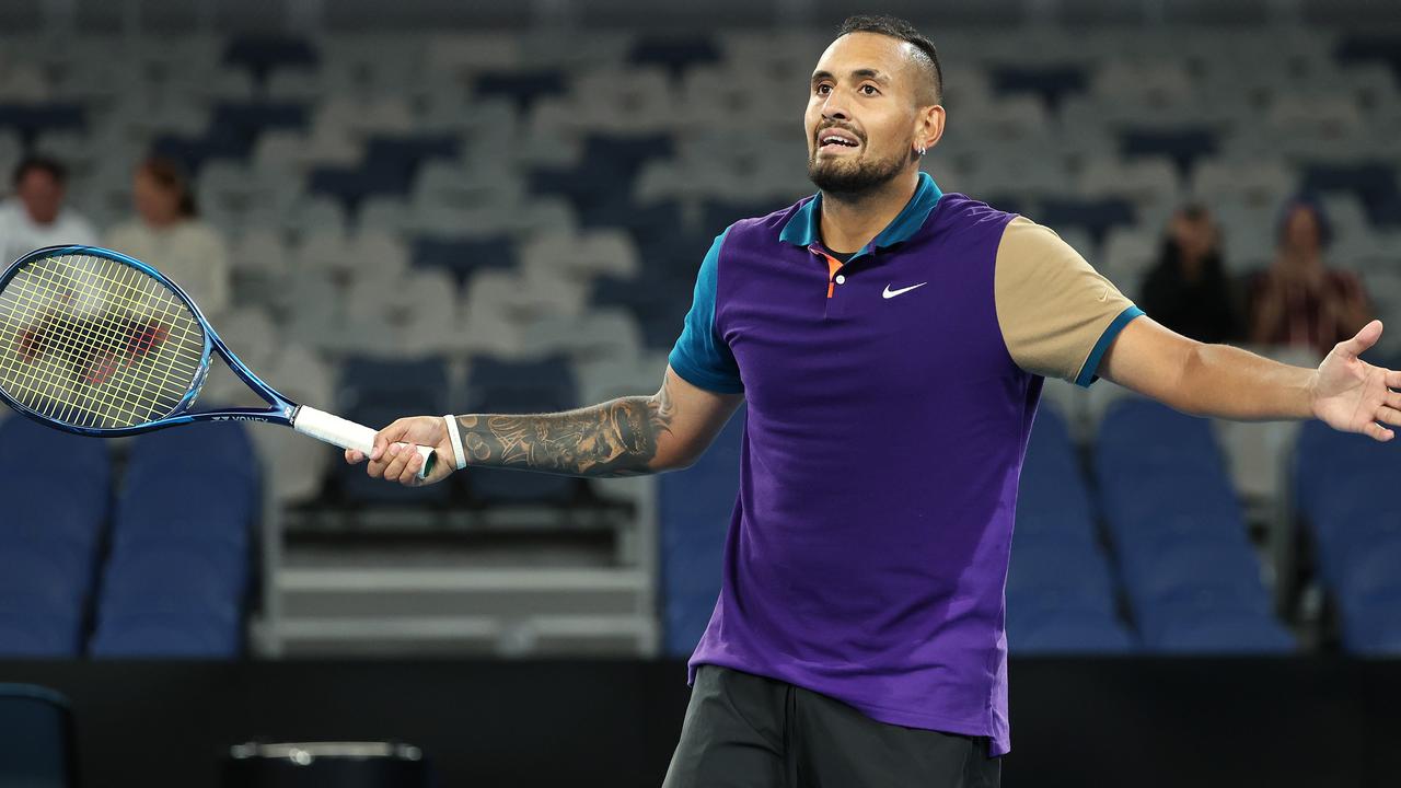 Nick Kyrgios laps up the support from his home crowd.