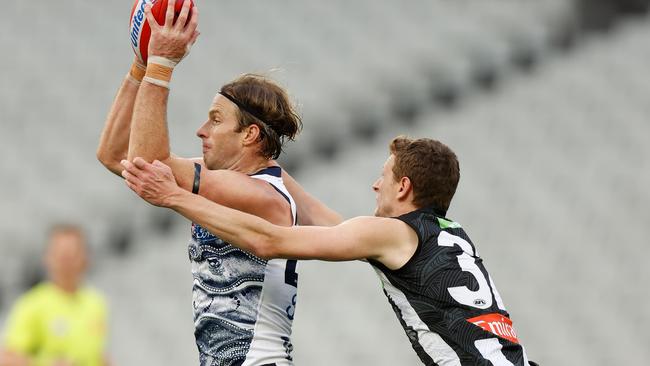 The second crowdless clash of the weekend wasn’t one for the history books. (Photo by Michael Willson/AFL Photos via Getty Images)