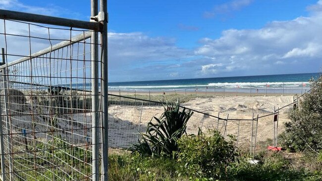 Tugun residents are furious that developers were allowed to rip up the sand dune and vegetation in front of 347 Golden Four Drive. Photo: Facebook