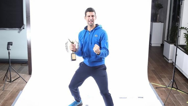 Novak Djokovic posing for a photo after his L’Equipe interview. Source: Twitter/@BenRothenberg