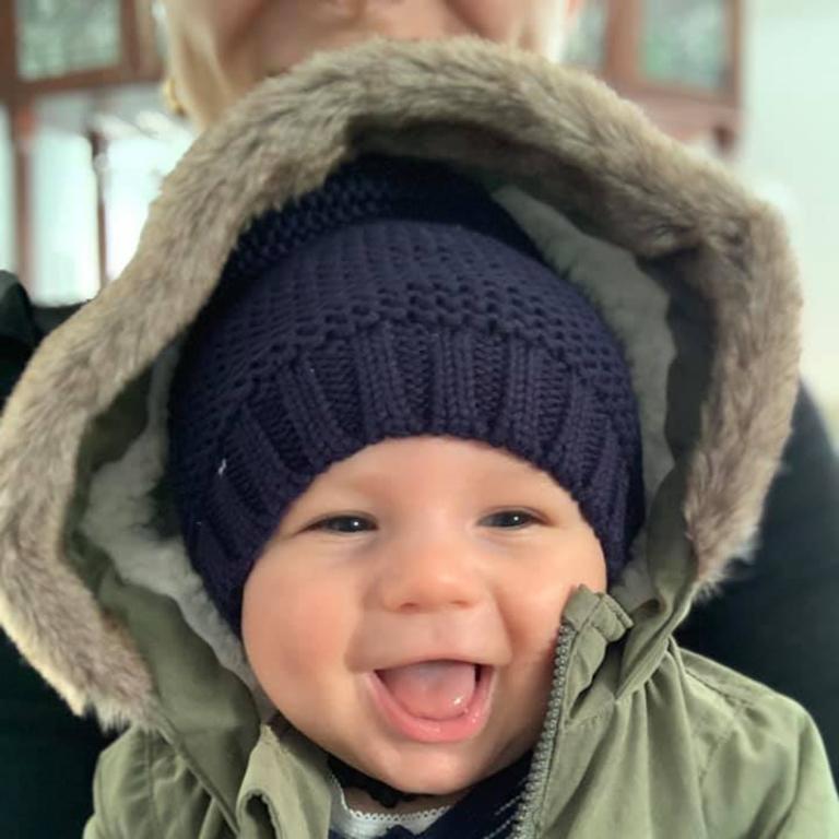 Colby Hyland, 5 1/2 months old. Colby was born with bilateral congenital cataracts. He had eye surgery at 6 weeks to remove both lenses and wears little contacts lenses everyday so he can see. Dad Jason says: "He's the happiest baby even with everything he has been through already."