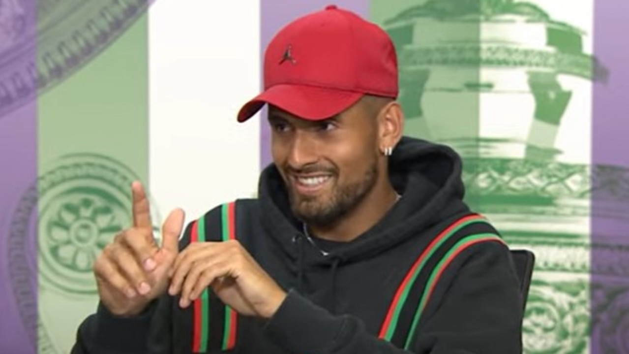 Nick Kyrgios smiled as he told the reporter ‘good try’. Picture: Wimbledon