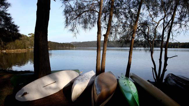 Moriarty enjoys a bike ride around Narrabeen Lagoon. Picture: Chris Pavlich