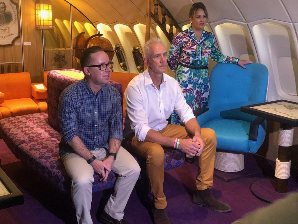 The lounge was launched by Qantas CEO Alan Joyce and Tony Martin, general manager of the Qantas Founders Museum. Picture: Supplied