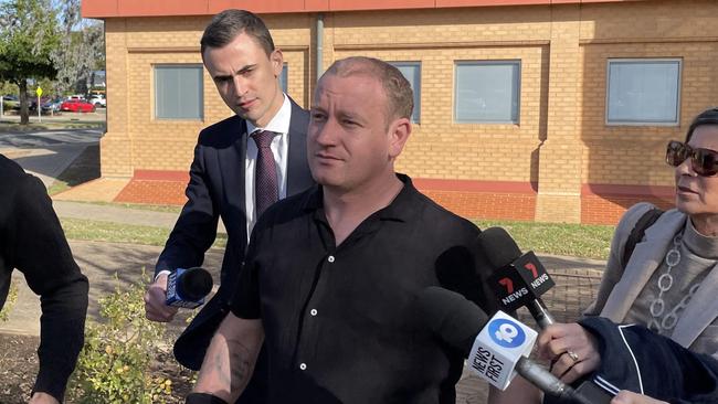 Patrick Patmore, accused of possessing and taking steps to manufacture an improvised explosive device, outside Elizabeth Magistrates Court on 26/5/21. Photo: Caleb Bond.