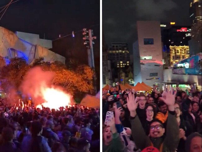 Fans at Federation Square reacted like they always do. Picture: Twitter