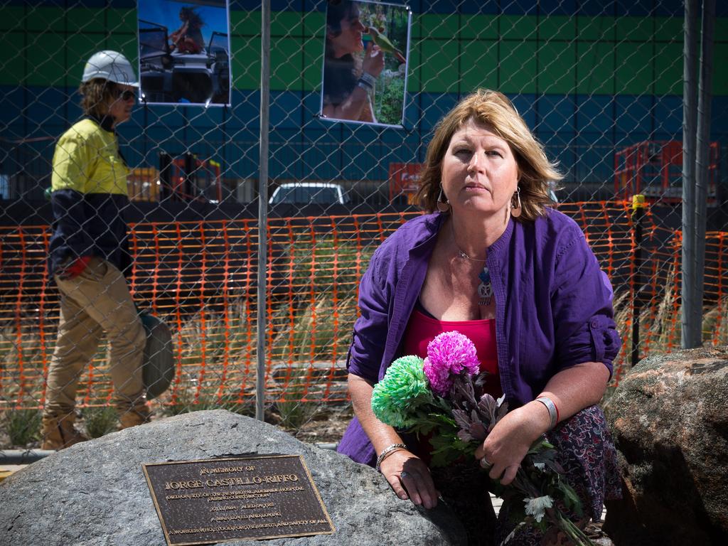 Pam Gurner-Hall at the memorial garden in memory of her late partner Jorge Castillo-Riffo who died after an incident at the new RAH site in November last year. Picture by Matt Turner.