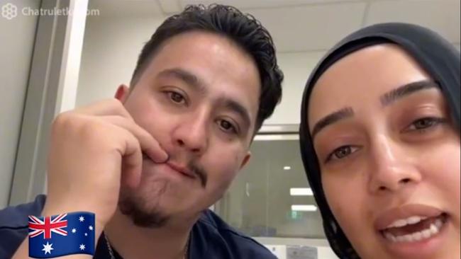 NSW government officials are investigating after nurses at Bankstown Hospital, Rashad Nadir and Sarah Abu Lebdeh, wearing their NSW Health uniforms were filmed declaring they refuse to treat Israeli people and would "kill them" if they present to their ward. Picture: NewsWire Handout