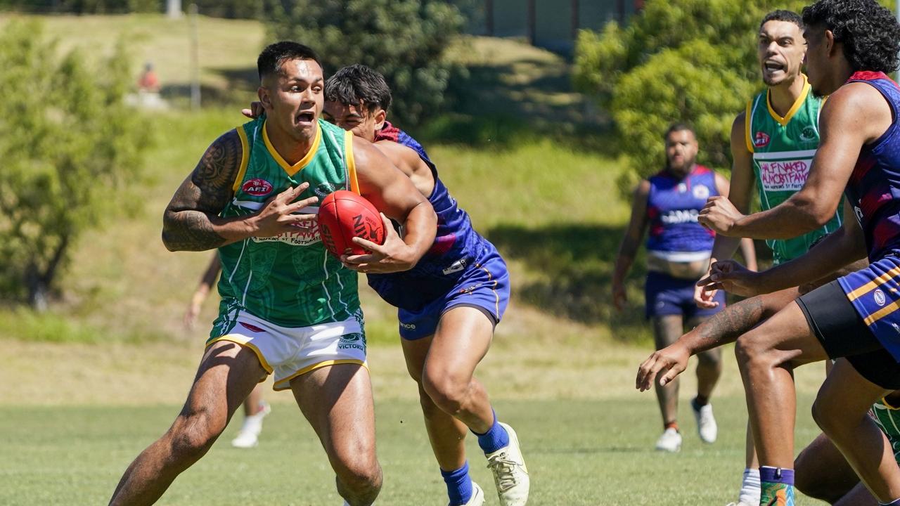 AFI World 9s at Box Hill Rugby Club at RHL Sparks Reserve. Cook Island v Samoa. Dion Teuira (Cook Island). Picture: Valeriu Campan