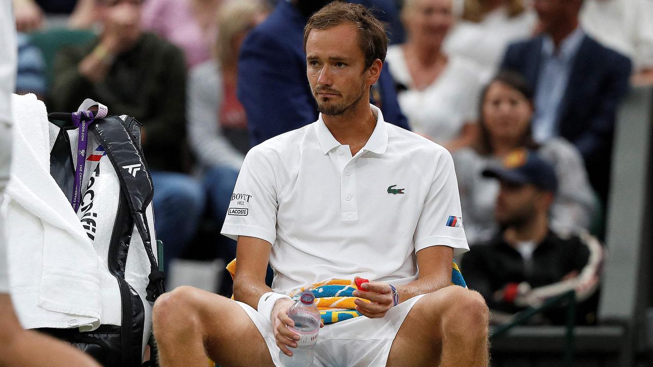 Daniil Medvedev is one of many players affected by Wimbledon’s shock decision to ban Russian and Belarusian players from competing. (Photo by Adrian DENNIS / AFP)