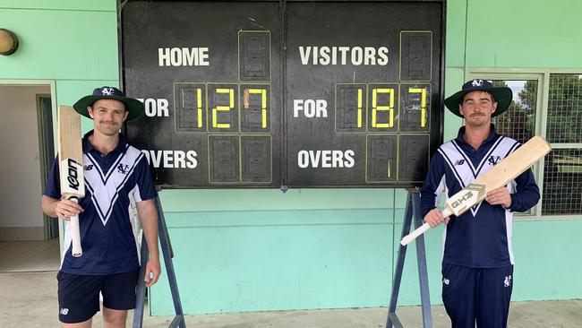 Nathan Walsh and Cam Williams after their 235-run partnership. Picture: Facebook