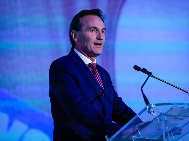 AFL boss Andrew Dillon speaking at the 2025 AFL Season Launch. Picture: Getty Images