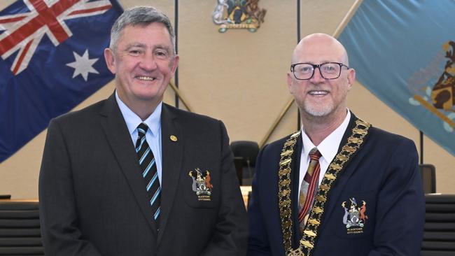 Deputy mayor Bob Fitzgerald (left) and Mayor Brad Bunting (right) Picture: Blacktown Council