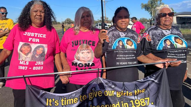 Family members Fiona, June, Kerrie and Dawn Smith marched for Mona Lisa and Jacinta Rose on Monday.