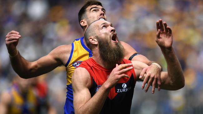 Max Gawn in action during the devastating loss to the Eagles.