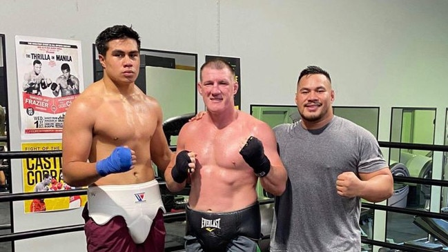 Sydney Roosters' youngster Xavier Va'a (left) and after sparring.