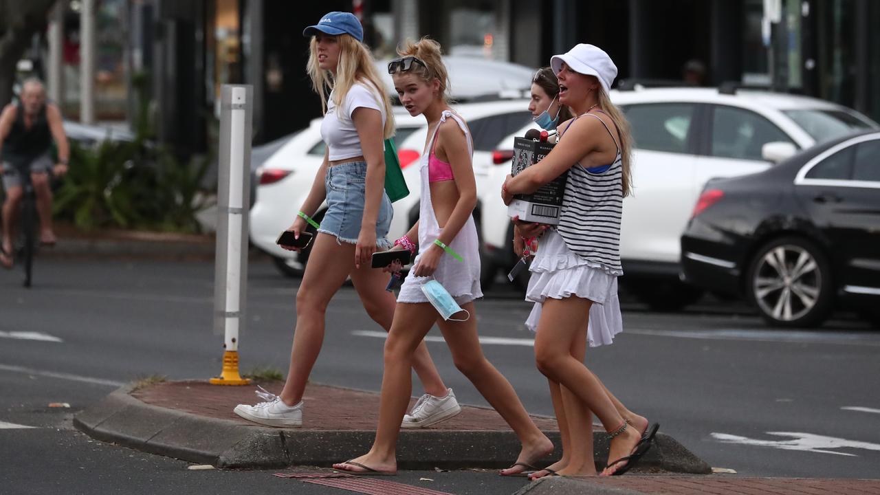 Schoolies get the party started in Byron Bay. Picture: Jason O'Brien