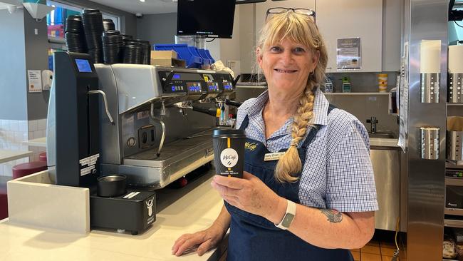 McCafé co-ordinator Kathy Driver at the McDonald's Ayr fast-food restaurant in the Burdekin on Tuesday. Ms Driver is celebrating 20 years working at the franchise, which is also celebrating 20 years under franchisee Paul Rissman. Picture: Supplied