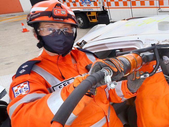 Sth Barwon SES members have started training again after not being able to amid covid. left: Sth Barwon SES members Caroline Taylor, Anne Moreillon and Peter Ryan.picture: Glenn Ferguson