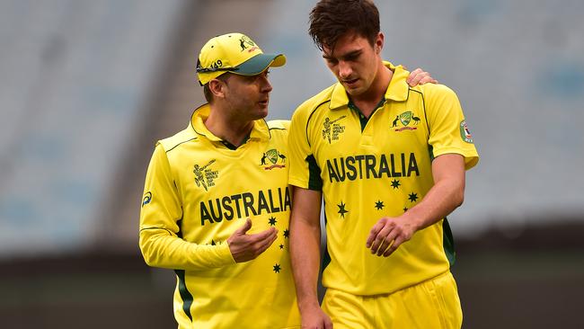 Michael Clarke was Pat Cummins’ captain when he burst onto the international scene and during the triumphant 2015 World Cup. Picture: AAP Image/Julian Smith