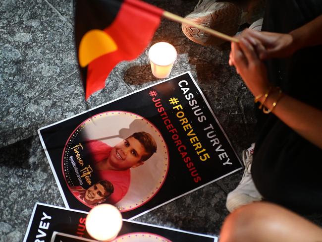 BRISBANE, AUSTRALIA - NOVEMBER 02: Mourners hold a candlelight vigil for murdered teenager Cassius Turvey on November 02, 2022 in Brisbane, Australia. Cassius Turvey, 15, died in a Perth hospital last Sunday after he was violently assaulted in the suburb of Middle Swan. Turvey was walking in the area with friends when he was assaulted. His death has triggered a wave of outrage across Australia, with many vigils and memorials taking place in all capital cities and towns demanding justice. (Photo by Dan Peled/Getty Images)