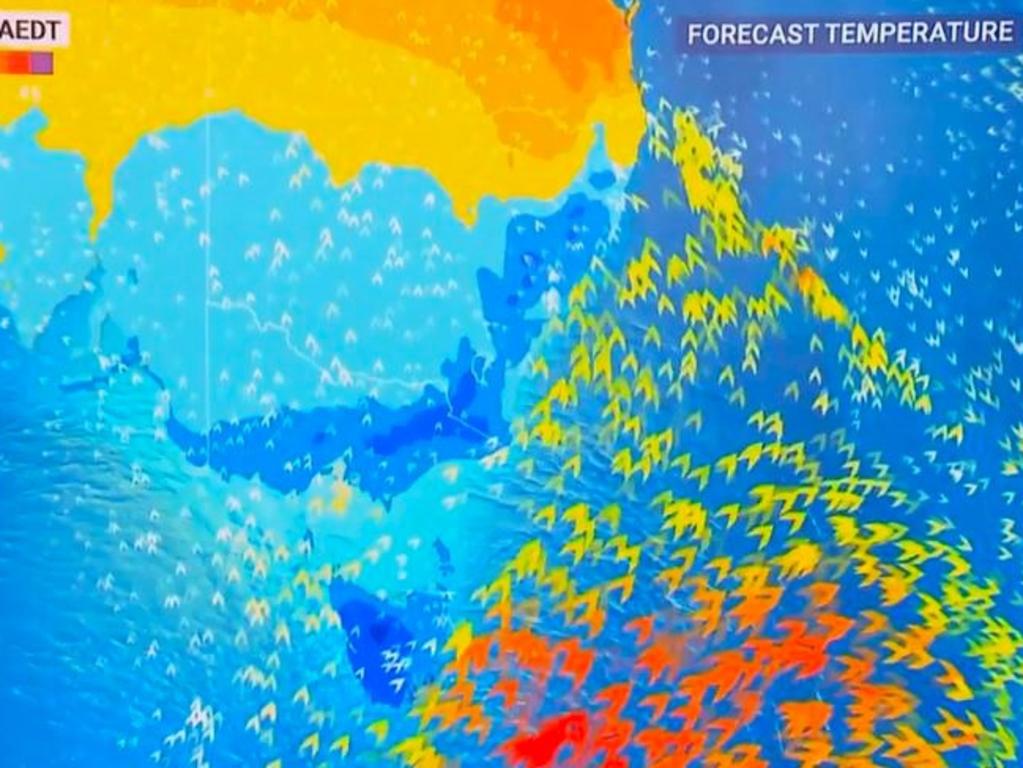 On Thursday, much of the southern east coast will feel the cold air. Picture: Sky News Weather