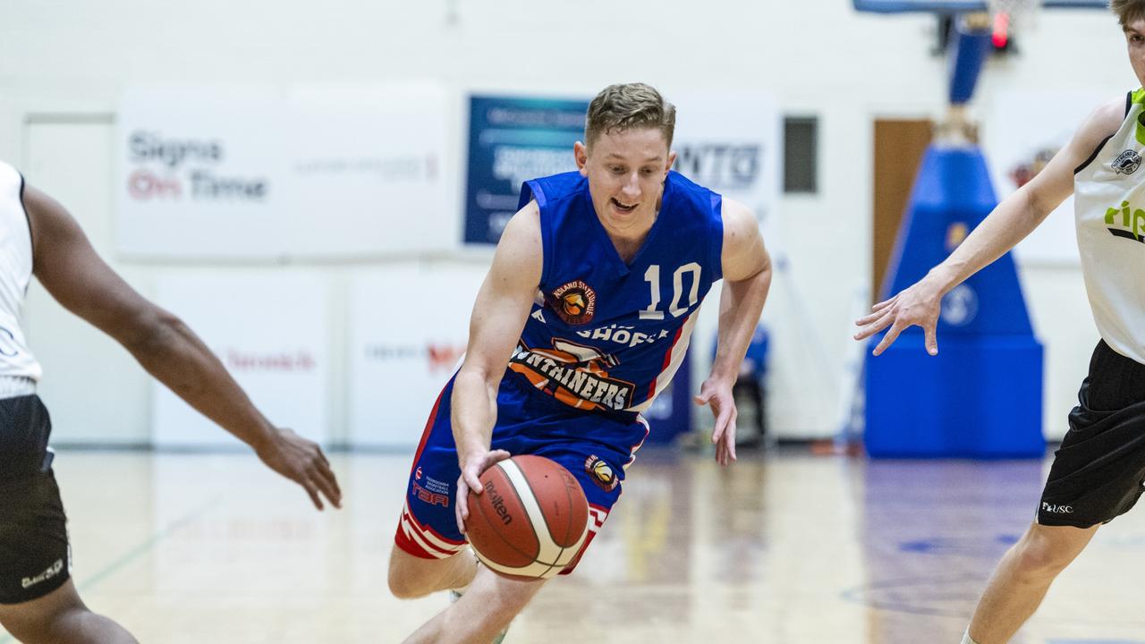 Adam Gehrig for Toowoomba Mountaineers against Rip City in Queensland State League Division 1 mens basketball semi-final at USQ's Clive Berghofer Recreation Center, Saturday, July 30, 2022. Picture: Kevin Farmer