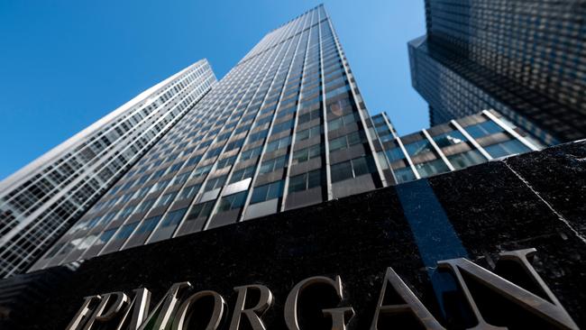 JPMorgan Chase’s first-quarter profit dropped 42 per cent as it socked away funds to prepare for higher defaults in case of recession. Picture: Johannes Eisele/AFP